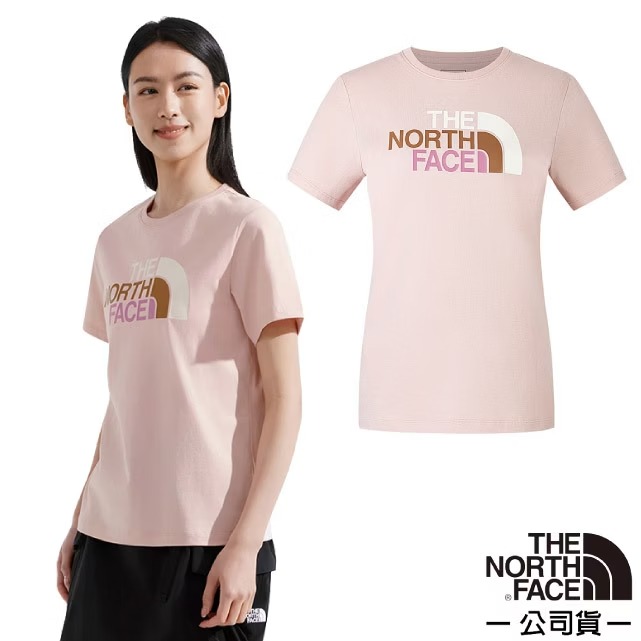【The North Face】女 質感純棉吸汗透氣短袖圓領衫.T恤.運動休閒上衣/柔軟親膚/8DC9-LK6 柔霧粉✿30E010